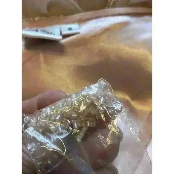 NWT SCALA Womens Pink 100% Silk Beaded Lined Dress size 6 with cover bridal - Picture 15 of 15